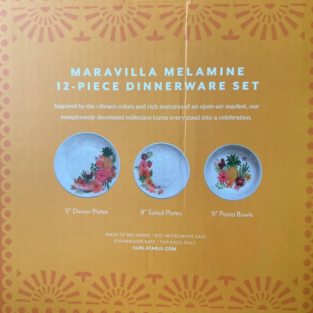 Sur la Table melamine maravilla 12 piece outdoor dinner set